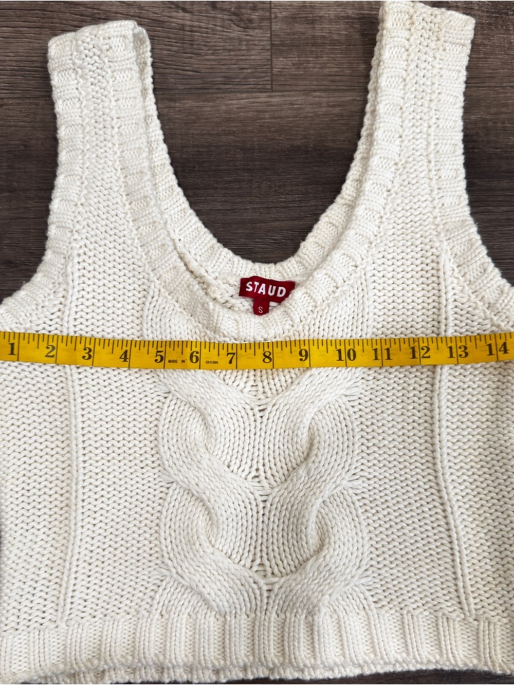 STAUD Cream Cable Knit Cropped Tank - Picture 3 of 6